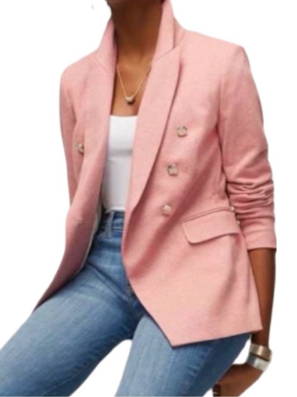WHBM Studio Blazer Herringbone Jacket Faded Rose Size 8